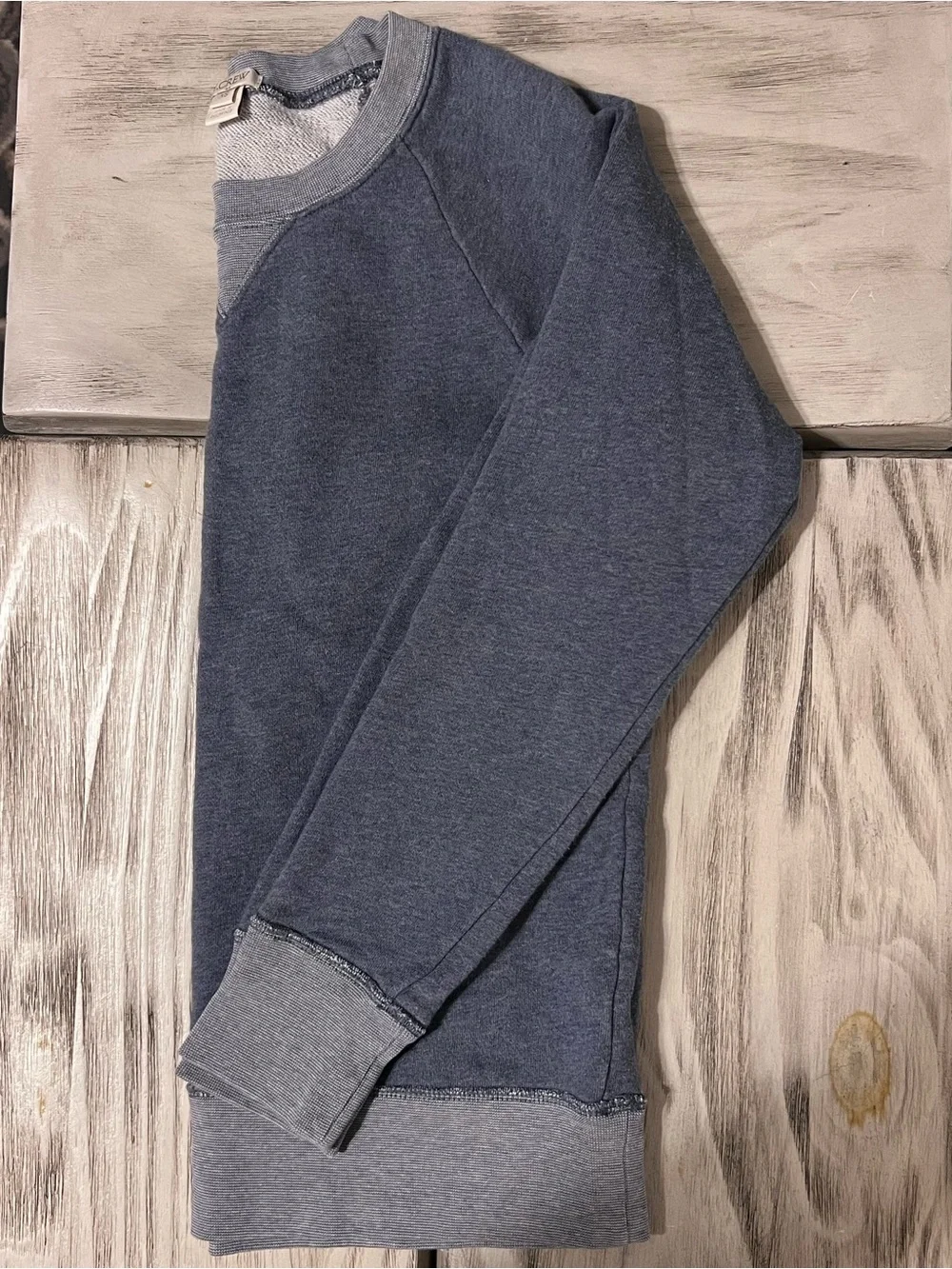 J.Crew XS Gray Cotton Raglan Crewneck Sweatshirt Contrast Rib Trim